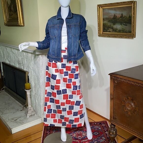 Vintage 1970’s Bernard Cowan Toronto Maxi Abstract Print Skirt - Picture 3 of 14